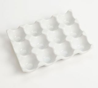 American Metalcraft Rectangular Egg Tray w/ 12 Slots, Porcelain, White