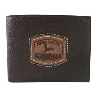 John Deere Leather Passcase Wallet, Brown, Mens