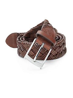 Henson Braided Leather Belt   Brown