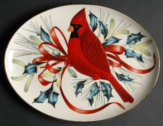 Lenox China Winter Greetings Canape Plate, Fine China Dinnerware   Red Ribbons,