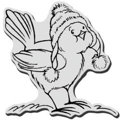 Stampendous Christmas Cling Rubber Stamp : Bird Knit Hat