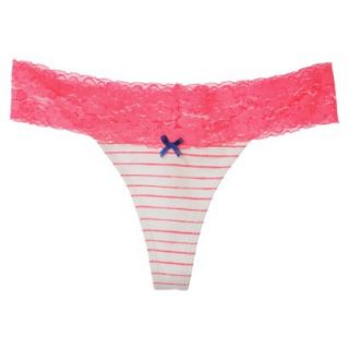Xhilaration Juniors Wide Lace Thong   Primo Pink Stripe L