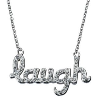 laugh Pendant Necklace with Crystals   Silver/White