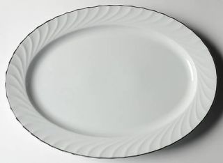 Norleans Estate 16 Oval Serving Platter, Fine China Dinnerware   Swirled Rim,No