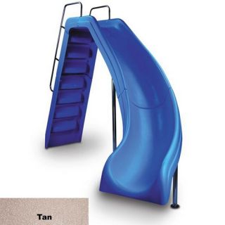Interfab WRSCRTASS Wild Ride Pool Slide Complete Right Turn w/ White Powder Coated Handrails, Legs amp; Deck Anchors Tan