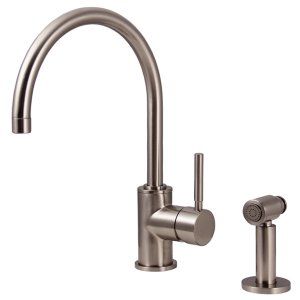 Water Creation F5 0003 02 SP Monroe Gooseneck Kitchen Faucet With Mounting Plate