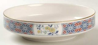 Noritake Cathay Coupe Soup Bowl, Fine China Dinnerware   Yellow & Blue Flowers,