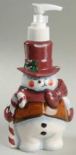 Snowball Snowman Figurine Lotion Dispenser, Fine China Dinnerware   Snowman/Toph