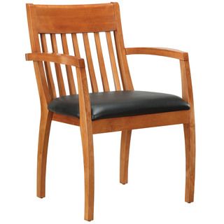 Bently Honey Maple Frame Slat Back Guest Chair (Honey Maple wood, black upholsteryDimensions: 35.5 inches high x 24 inches wide x 24 inches deepSeat dimensions: 18 inches wide x 17.5 inches deep )