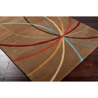 Hand tufted Tan Contemporary Mayflower Wool Abstract Area Rug (5 X 8)