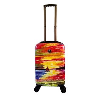 Neocover 20 inch Carry on Sailing Through Sunsets Hardside Spinner Upright Suitcase (MulticolorWeight: 6.4 pounds Pockets: One (1) large pocket, two (2) small pockets Carrying handle: Metal handle with soft rubber grip Impact locking push button aluminum 