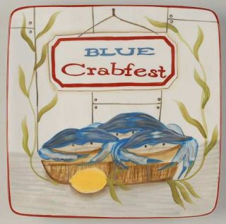 Sea Catch Salad/Dessert Plate, Fine China Dinnerware   Seafood, Words, Coupe, Sq