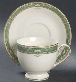 Mikasa Emerald Court Footed Cup & Saucer Set, Fine China Dinnerware   Fruit Urn,