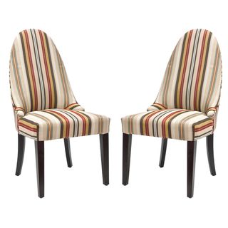 Safavieh Regal Striped Side Chairs (set Of 2) (MultiMaterials: Polyester and woodFinish: EspressoSeat height: 20 in.Dimensions: 41.3 inches high x 20.1 inches wide x 26 inches deepNumber of boxes this will ship in: 1Chairs arrive fully assembled )