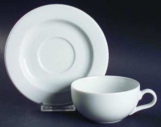 Arzberg Cult (White) Flat Cup & Saucer Set, Fine China Dinnerware   All White, R