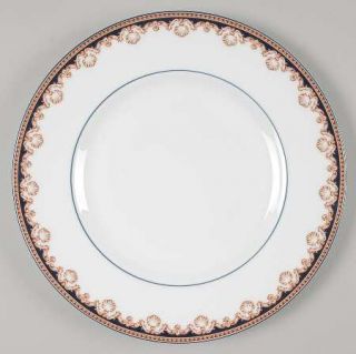 Wedgwood Medici Salad Plate, Fine China Dinnerware   Tan Shells On Rim,Black Ban