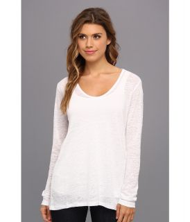C&C California Linen L/S High Low Top Womens T Shirt (White)