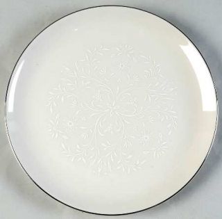 Pickard Damask Salad Plate, Fine China Dinnerware   White Flowers, Scrolls