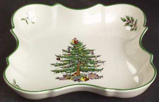 Spode Christmas Tree Green Trim 9 Devonia Tray, Fine China Dinnerware   Newer B