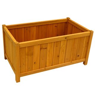 Rectangular Planter Box (BrownMaterials: WoodSetting: OutdoorNo painting or resealing needed Stained and finished with protective coating Dimensions: 16 inches high x 32 inches wide x 18 inches long )