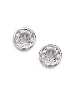 Michael Kors Silvertone Crystal Stud Earrings   Silver