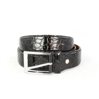 Faddism Mens Crocodile Embossed Black Belt (large) (Leather Closure: Single prong buckle Hardware: Silvertone Available size: Large Approximate width: 1.5 inches Approximate length: 38 to 40 inches Measurement taken from a size: LargeAll measurements are 