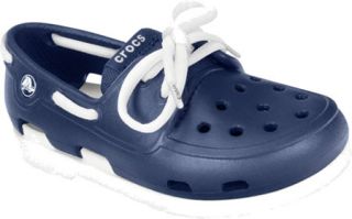 Infants/Toddlers Crocs Beach Line Boat Shoe Lace Up   Navy/White Casual Shoes