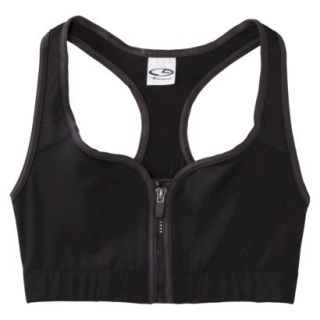 C9 by Champion Womens Zip Compression Bra With Mesh   Limo Black L