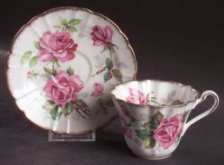 Royal Stafford Berkeley Rose Flat Cup & Saucer Set, Fine China Dinnerware   Pink