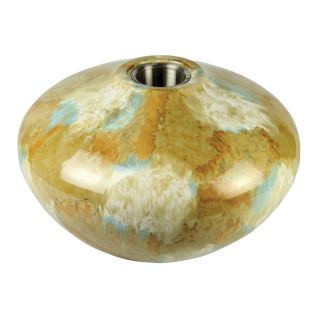 Craft Ware Pottery Round Ceramic Firepot   Aqua & Gold   HP 6221