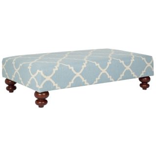 Safavieh Quatrefoil Light Blue Dhurrie Rug Ottoman (Light blue/ ivoryMaterials: Birch wood, wool fabricFinish: CherryDimensions: 14.2 inches high x 53.9 inches wide x 30.7 inches deepThis product will ship to you in 1 box.Furniture arrives fully assembled