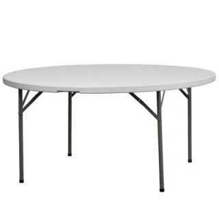 FlashFurniture 60 Round Blow Molded Plastic Folding Table in Granite White D