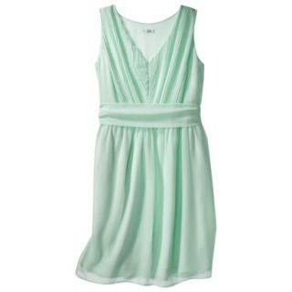 TEVOLIO Womens Plus Size Chiffon V Neck Pleated Dress   Cool Mint   18W
