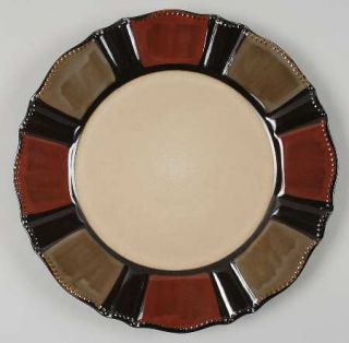 Mikasa Valencia Dinner Plate, Fine China Dinnerware   Black,Rust&Taupe Panel Rim