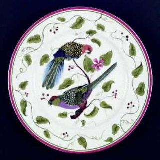 Lynn Chase Parrots Of Paradise Dinner Plate, Fine China Dinnerware   Parrots, Wh