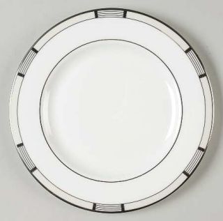 Lenox China High Society Salad Plate, Fine China Dinnerware   Black Line Panels
