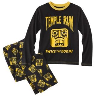 Temple Run Boys 2 Piece Long Sleeve Pajama Set   Black XS