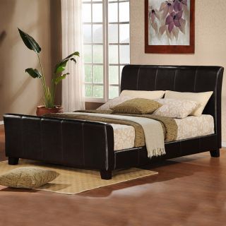 Tuscany Villa Dark Brown Upholstered King size Sleight Bed (Dark brownSize: KingHeadboard measures 47 inches highFootboard measures 25 inches highAssembly requiredNOTE: Mattress, box spring, and bedding (comforter, sheets, pillows, etc.) are not included 