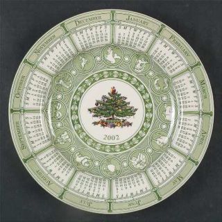 Spode Christmas Tree Green Trim 2002 Calendar Plate, Fine China Dinnerware   N