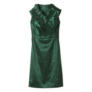 Womens Plus Size Shantung V Neck Ruffle Dress   Green Marker   26W