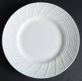 222 Fifth (PTS) Basket Weave Salad Plate, Fine China Dinnerware   All White, Swi