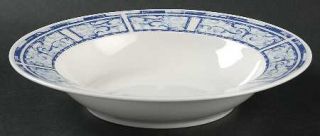 Oneida Breton Blue Rim Soup Bowl, Fine China Dinnerware   Blue Panels W/2 Toned