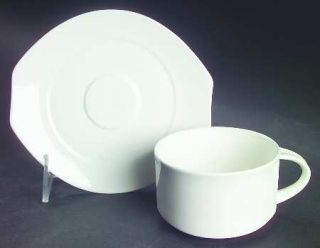 Villeroy & Boch Alba Flat Cup & Saucer Set, Fine China Dinnerware   Alpha Shape,