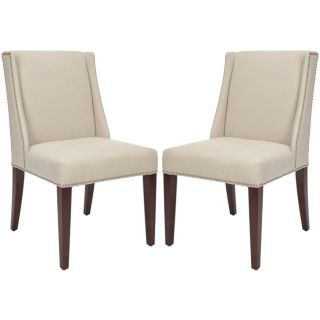 Safavieh Noho Beige Linen Side Chairs (set Of 2) (BeigeMaterials Linen fabric and woodFinish EspressoSeat height 20.9 inchesDimensions 39.6 inches high x 26 inches wide x 22 inches deepNumber of boxes this will ship in 1Chairs arrives fully assembled
