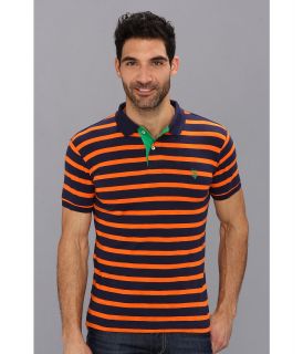 U.S. Polo Assn Stripe Slub Polo Mens Short Sleeve Knit (Orange)