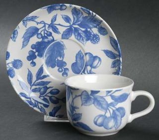 Century China Blueberry Hill (Lg Dsgn) Flat Cup & Saucer Set, Fine China Dinnerw