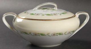 Noritake Mystery #220 Sugar Bowl & Lid, Fine China Dinnerware   Cream Rim,Floral