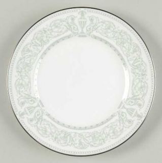 Royal Worcester Allegro Bread & Butter Plate, Fine China Dinnerware   Green & Wh