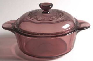Corning Visions Cranberry 1 Qt Round Covered Casserole, Fine China Dinnerware  