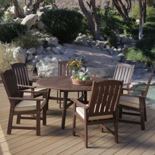 Coral Coast Cabos Collection Round Patio Dining Set   Seats 6 Java Stain with